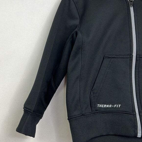 Nike Therma-fit black hooded full zip sweatshirt fleece lined EUC 2T - Picture 5 of 10